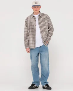 Outlet Datsun Relaxed Check Long Sleeve Shirt Mens Shirts