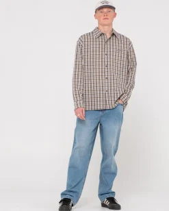 Outlet Datsun Relaxed Check Long Sleeve Shirt Mens Shirts