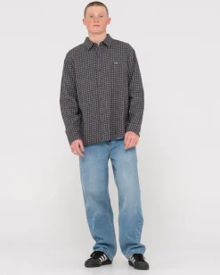 Discount Datsun Relaxed Check Long Sleeve Shirt Mens Shirts