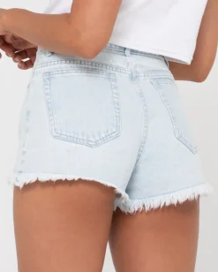 Outlet Dime High Waisted Frayed Denim Short Womens Shorts