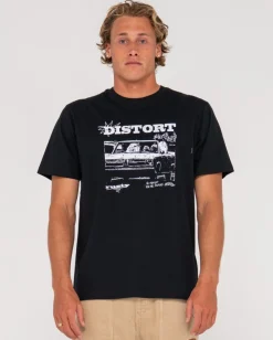 Cheap Distort Short Sleeve Graphic Tee Mens Tees