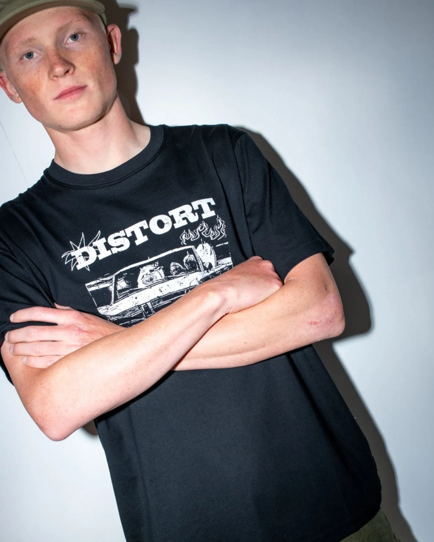 Cheap Distort Short Sleeve Graphic Tee Mens Tees