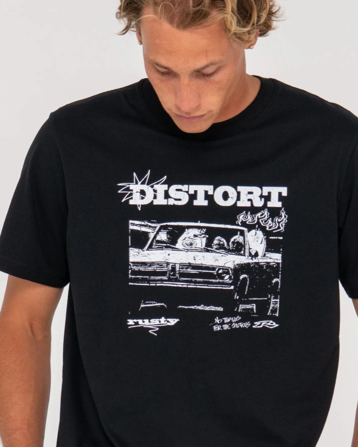 Cheap Distort Short Sleeve Graphic Tee Mens Tees