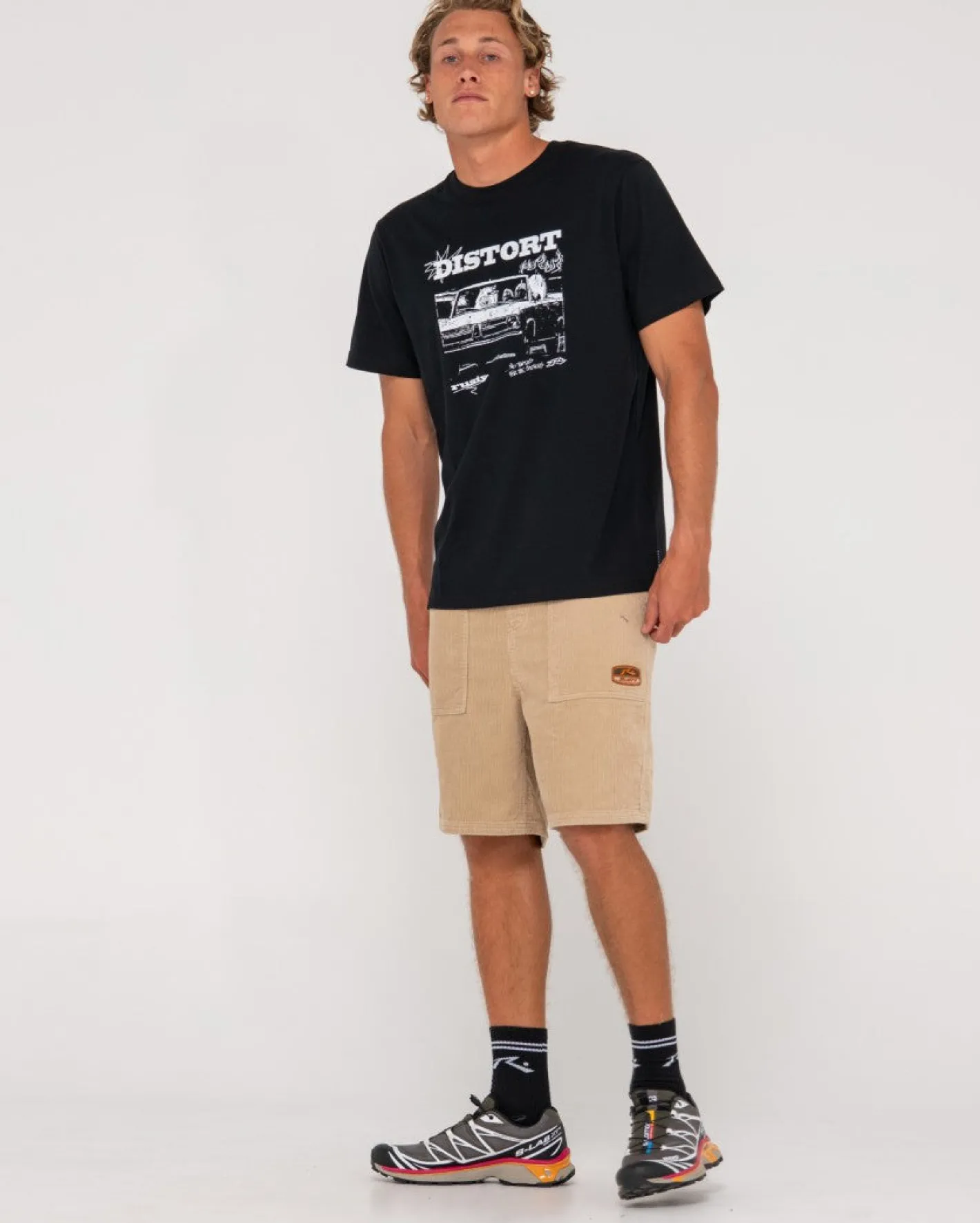 Cheap Distort Short Sleeve Graphic Tee Mens Tees