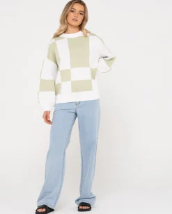 Outlet Dora Contrast Crew Neck Knit Womens Knitwear