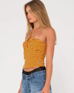 Clearance Emma Striped Halter Neck Top Womens Fashion Tops