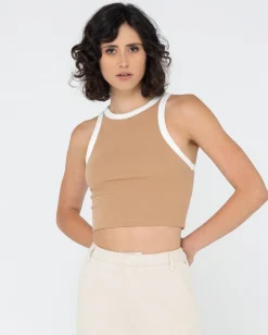 Sale Everywhere Contrast Crop Racer Tank Womens Tees & Tanks