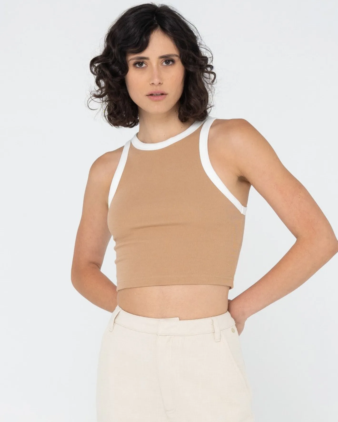 Sale Everywhere Contrast Crop Racer Tank Womens Tees & Tanks