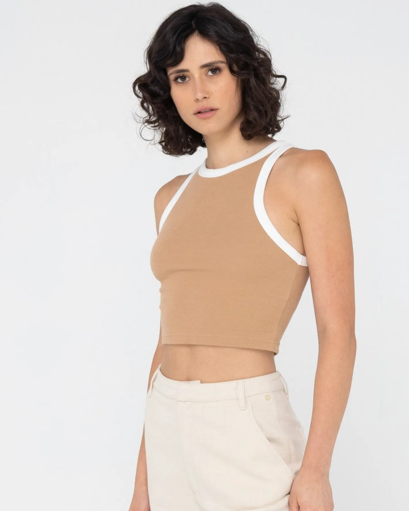 Sale Everywhere Contrast Crop Racer Tank Womens Tees & Tanks