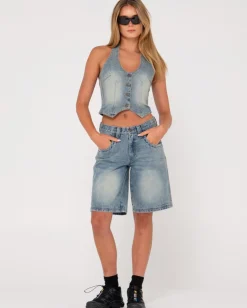 Cheap Flip Mommy Halter Neck Denim Vest Womens Fashion Tops