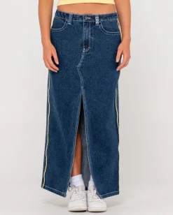 Shop Flip Mommy Low Rise Denim Maxi Skirt Womens Skirts