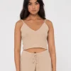 Sale Florence V Neck Knit Cami Crop Top Womens Fashion Tops