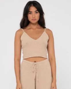 Flash Sale Florence V Neck Knit Cami Crop Top Womens Overswim