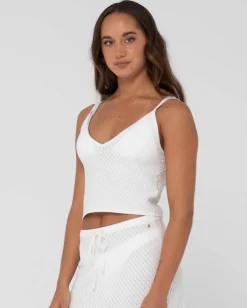Store Florence V Neck Knit Cami Crop Top Womens Overswim