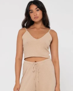 Sale Florence V Neck Knit Cami Crop Top Womens Fashion Tops