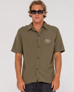 Cheap Greaser Overtone Short Sleeve Linen Shirt Mens Shirts