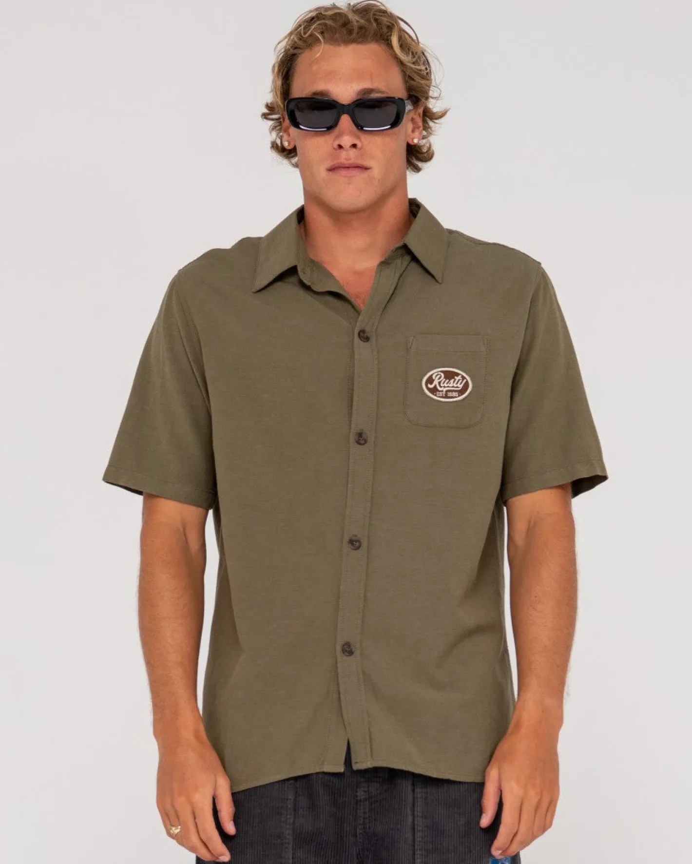 Cheap Greaser Overtone Short Sleeve Linen Shirt Mens Shirts