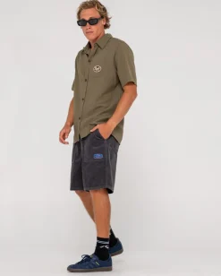 Cheap Greaser Overtone Short Sleeve Linen Shirt Mens Shirts
