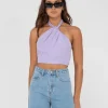 Flash Sale Harlet Twisted Halter Crop Top Womens Fashion Tops