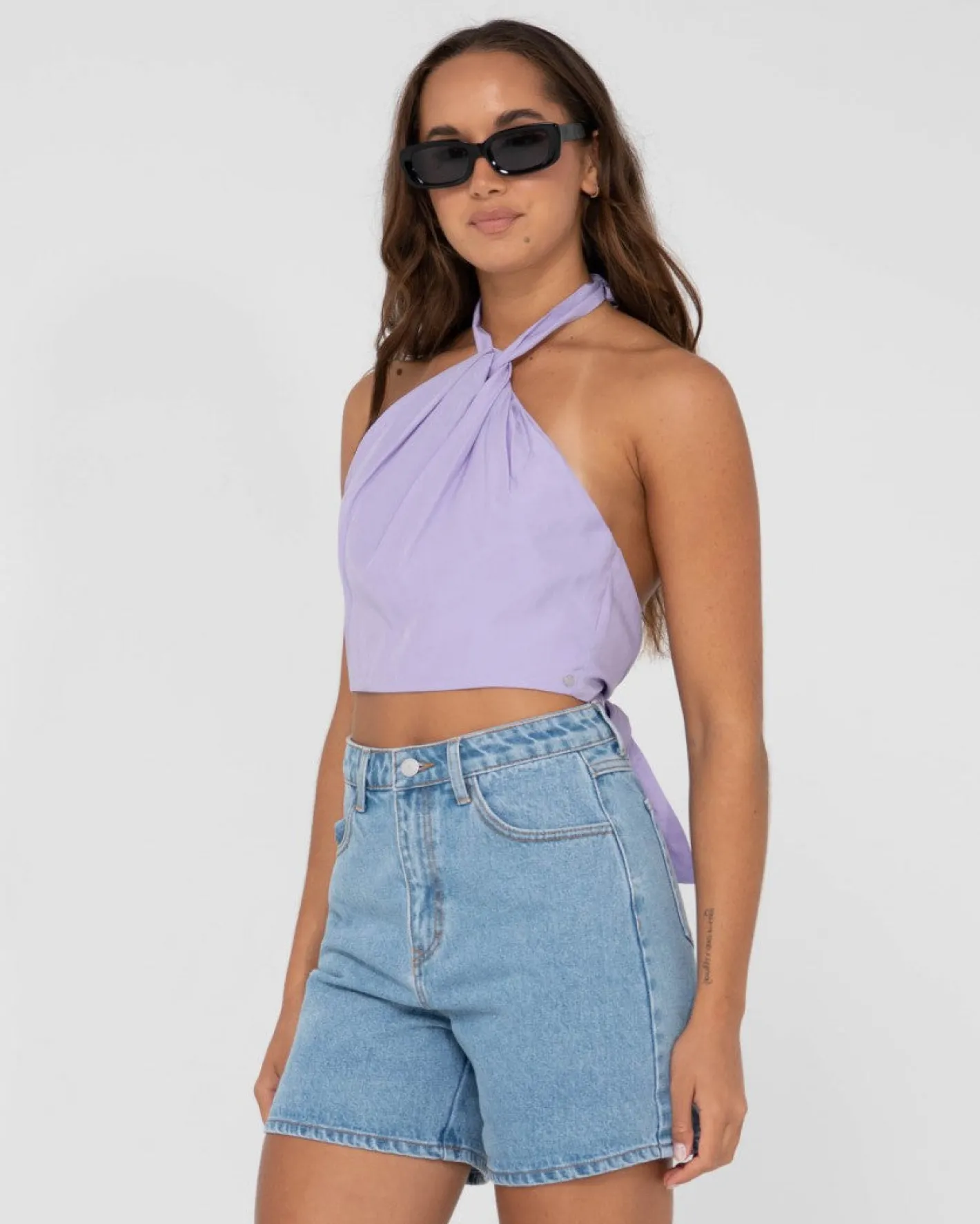 Flash Sale Harlet Twisted Halter Crop Top Womens Fashion Tops