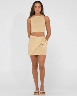 Best Harri Ribbed Knit Sarong Mini Skirt Womens Skirts