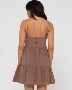 Outlet Heather Tiered Slip Dress Womens Mini Dresses