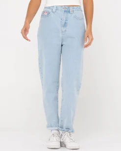 Cheap High Waisted Straight Mom Jean Womens Pants