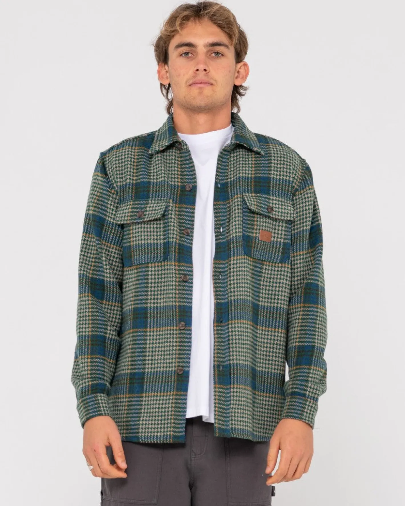 Fashion Houndstooth Overshirt Mens Hoodies & Fleece