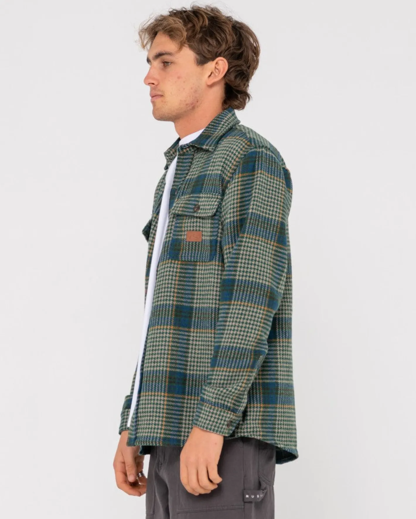 Fashion Houndstooth Overshirt Mens Hoodies & Fleece