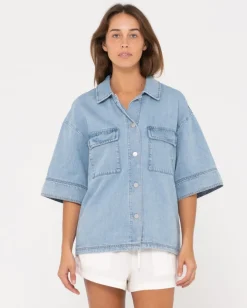 Cheap Hudson Short Sleeve Denim Shirt Womens Shirts