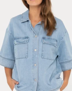 Cheap Hudson Short Sleeve Denim Shirt Womens Shirts