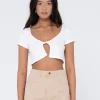 Best Sale Kenz Twisted Short Sleeve Top Womens Tees & Tanks