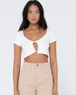 Best Sale Kenz Twisted Short Sleeve Top Womens Tees & Tanks