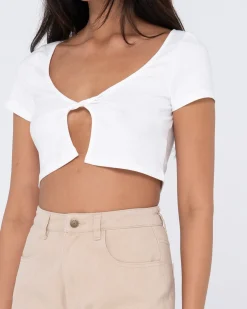 Best Sale Kenz Twisted Short Sleeve Top Womens Tees & Tanks