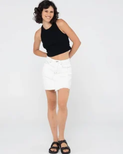 Shop La Serena Frayed High Waisted Mini Skirt Womens Skirts
