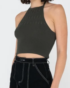 Hot Laura Halter Crop Knit Top Womens Fashion Tops