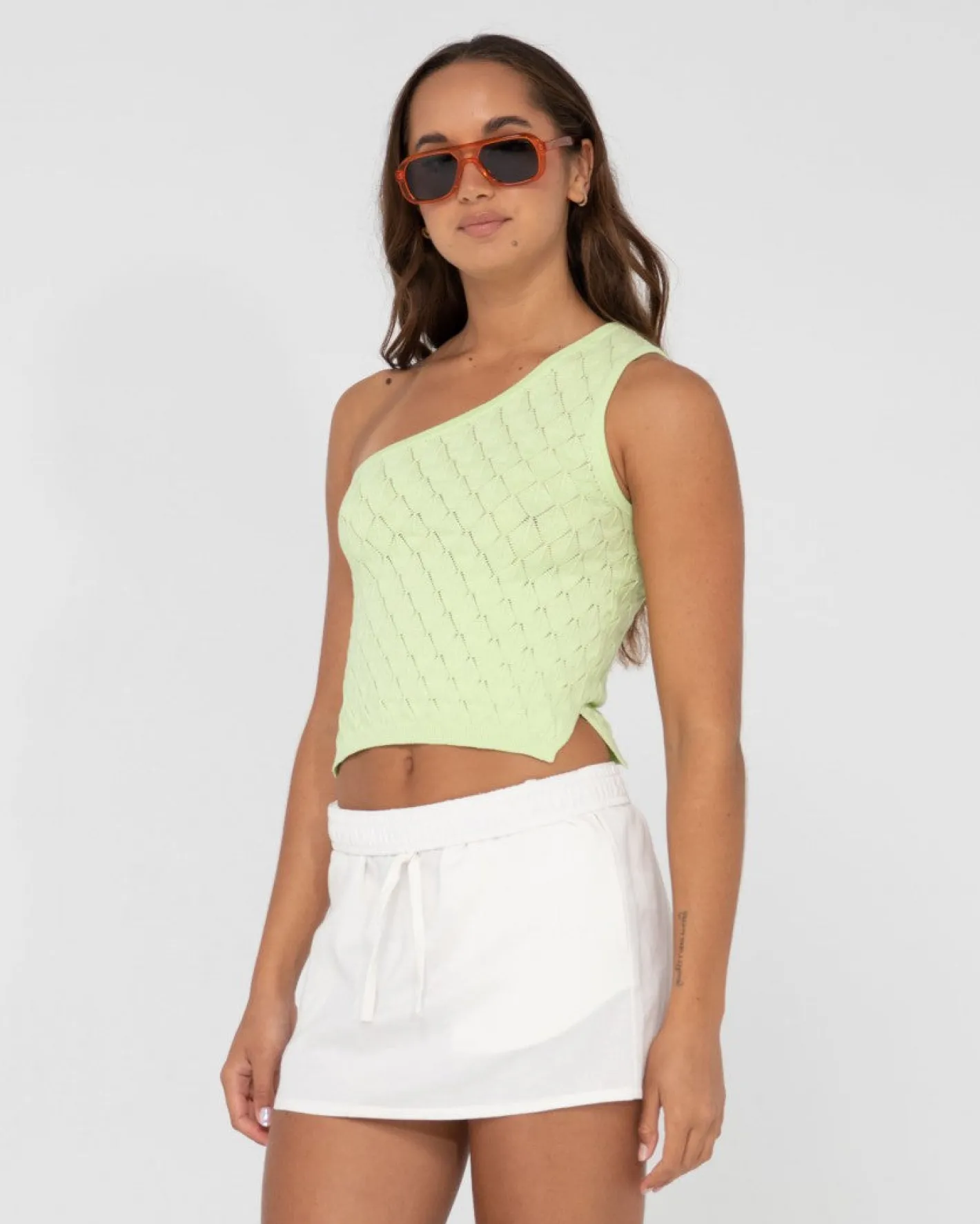 Clearance Leo One Shoulder Knit Top Womens Fashion Tops