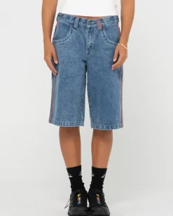 Fashion Long Mommy Low Rise Baggy Jort Womens Denim