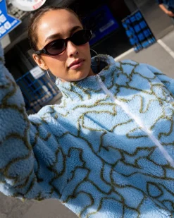 Clearance Low Tides Printed Zip Through Sherpa Fleece Womens Hoodies & Fleece