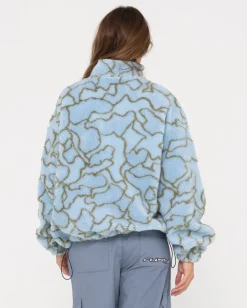Clearance Low Tides Printed Zip Through Sherpa Fleece Womens Hoodies & Fleece