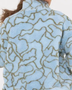 Clearance Low Tides Printed Zip Through Sherpa Fleece Womens Hoodies & Fleece