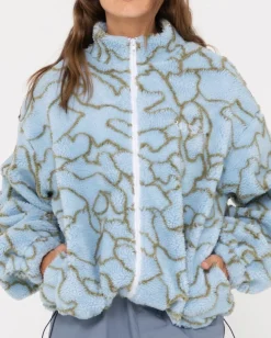 Clearance Low Tides Printed Zip Through Sherpa Fleece Womens Hoodies & Fleece