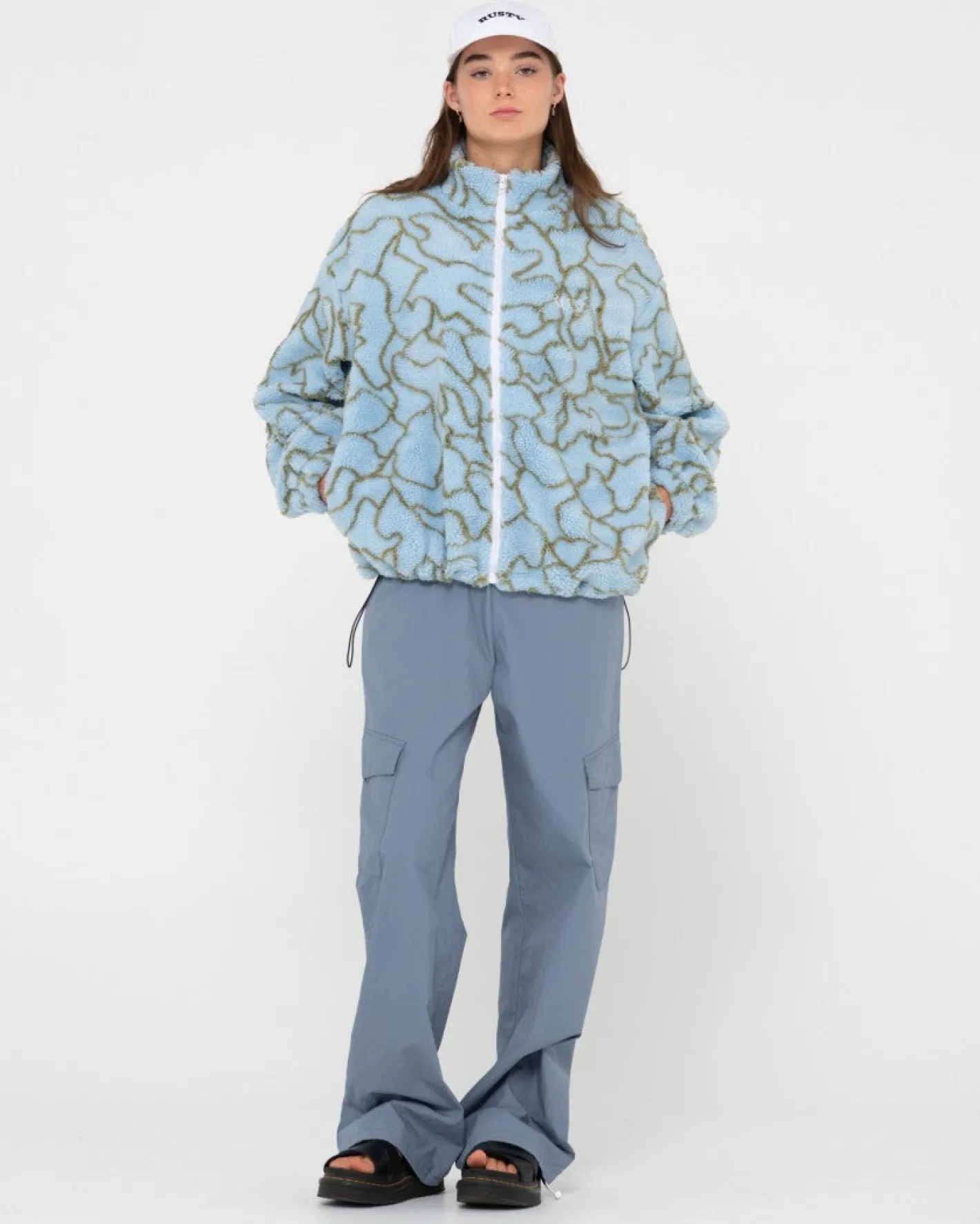 Clearance Low Tides Printed Zip Through Sherpa Fleece Womens Hoodies & Fleece