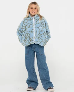 Cheap Low Tides Zip Through Sherpa Fleece Girl Kids Tops