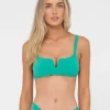 Fashion Lucky Rib Towelling V Neck Bralette Bikini Top Womens Bikinis