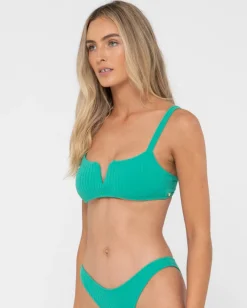 Discount Lucky Rib Towelling V Neck Bralette Bikini Top Womens Bikini Tops