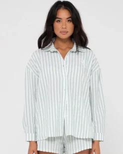 Fashion Mackenzie Striped Oversized Shirt Womens Shirts