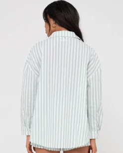 Outlet Mackenzie Striped Oversized Shirt Womens Fashion Tops