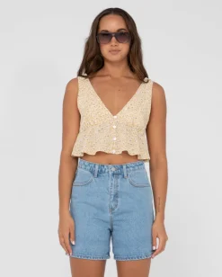 Best Sale Magnolia Floral Printed Crop Top Womens Fashion Tops
