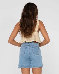Best Sale Magnolia Floral Printed Crop Top Womens Fashion Tops